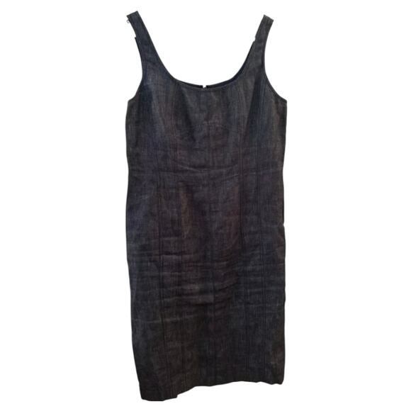 Talbots Linen Dark Blue Chambray Sheath Midi Dress Plus Size 20 2X - Picture 6 of 9